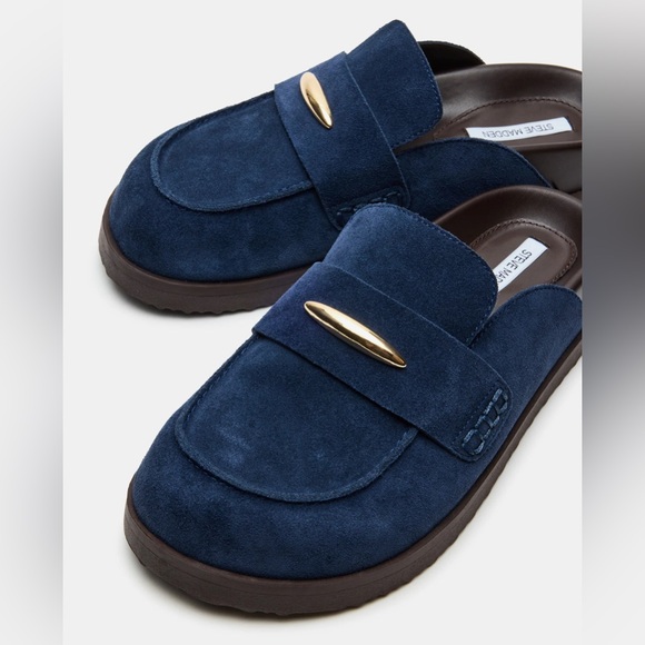 Steve Madden Tobin Navy Suede Slip-On Mule Flat (Size 8.5 women’s US) NWT - Picture 2 of 6